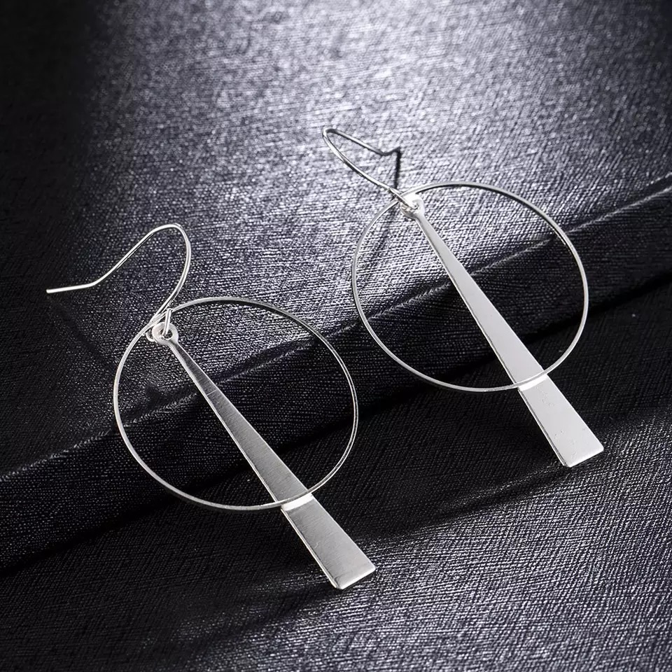 Round Circle Metal Drop Dangle Earrings